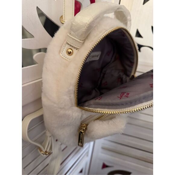 Betsey Johnson Puppy Dog frenchie french bulldog  Backpack white fur mini bag main image 2